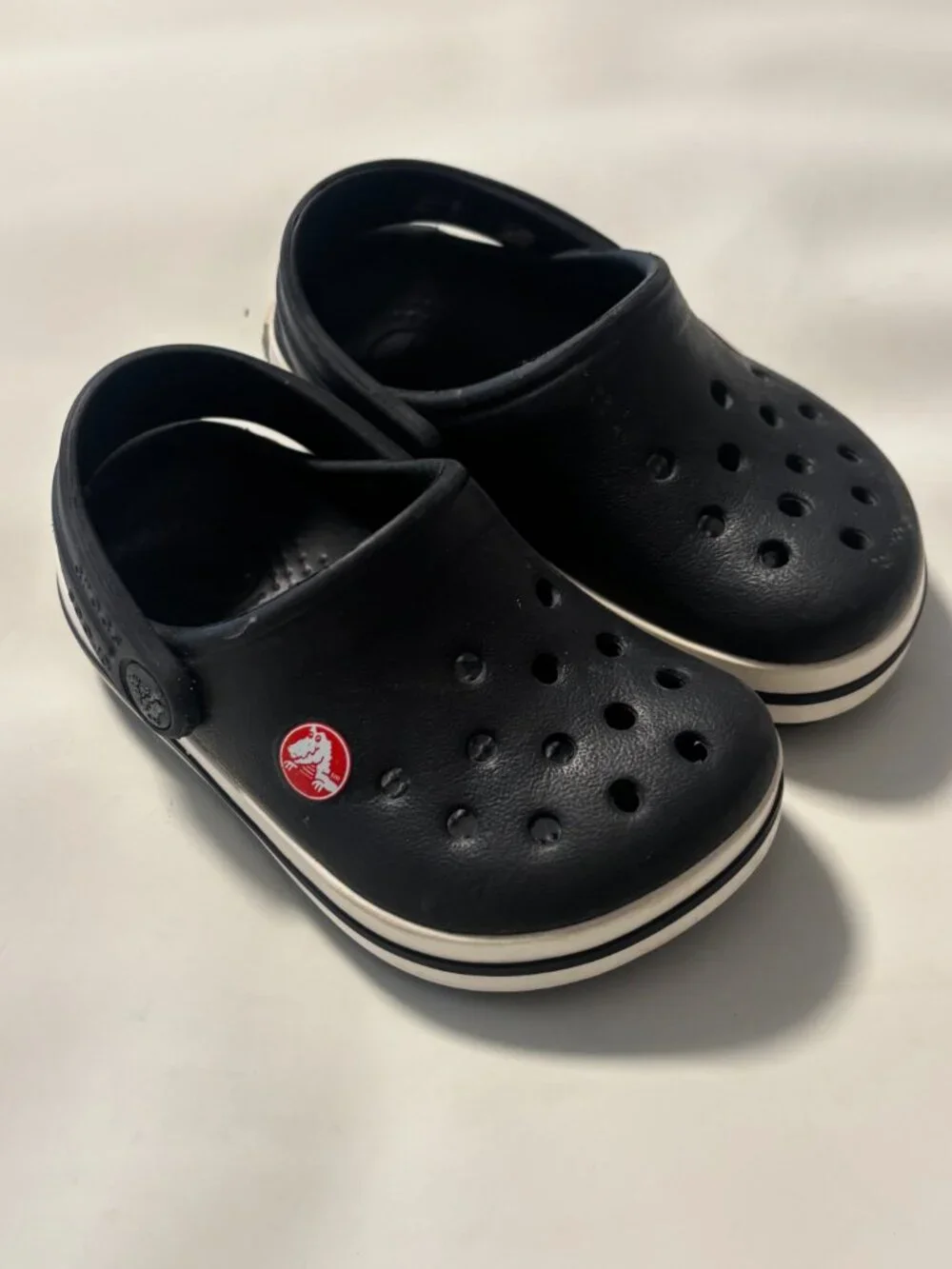 CROCS Baby Clogs Black and White - Size 4/5